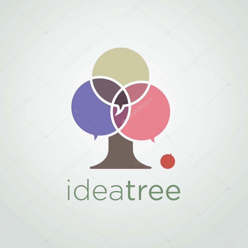 Tree icon design with colorful speech bubbles