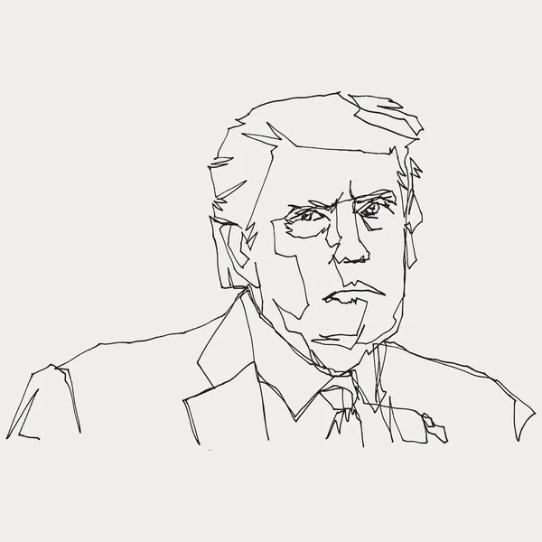 Freehand Single Line Sketch Drawing Donald Trump 45Th President Usa — Stock Vector