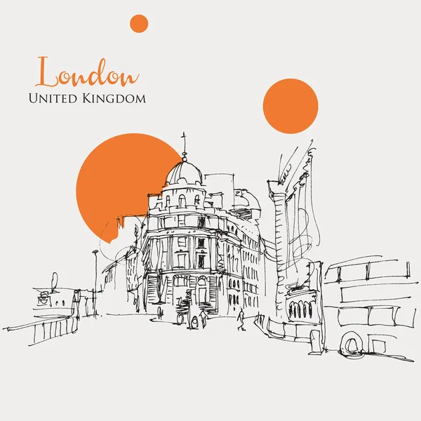 Vector Hand Drawn Sketch Illustration Cornhill Lombard London — Stock Vector