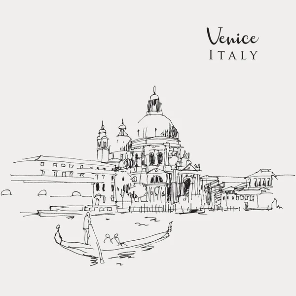 Vector Hand Drawing Clainch Illustration Santa Maria Della Salute Church — стоковий вектор