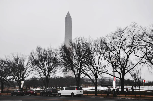 Washington Enero 2019 Monumento Washington Día Nublado Wachington Capital Los — Foto de Stock