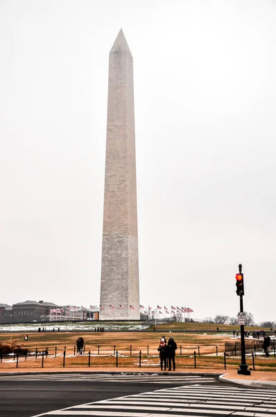 Washington Usa January 2019 Μνημείο Της Ουάσιγκτον Μια Συννεφιασμένη Μέρα — Φωτογραφία Αρχείου