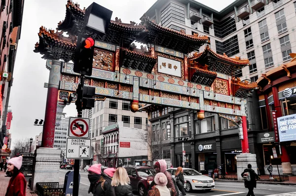 Washington Enero 2019 Chinatown Con Restaurantes Tiendas Asiáticos Distrito Columbia — Foto de Stock