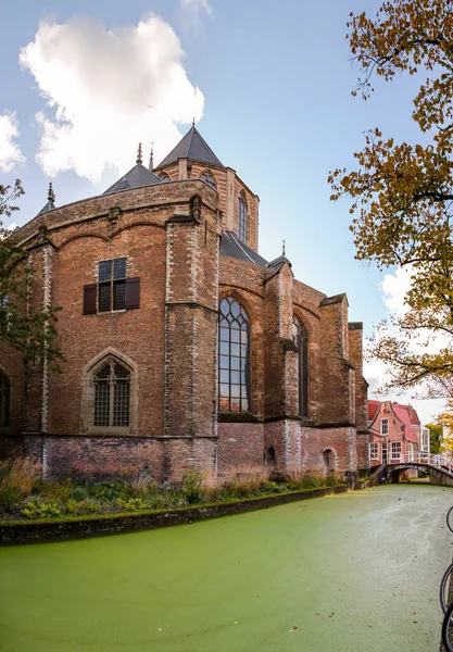 Pohled Ulici Scéna Kanálů Delftu Krásném Malém Městě Nizozemsku — Stock fotografie
