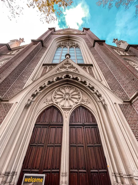 Vista Esterna Della Chiesa Vecchia Oude Kerk Amsterdam Capitale Dei — Foto Stock