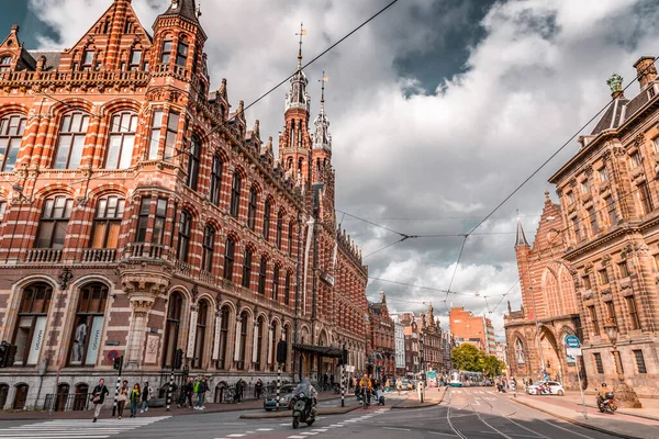 Amsterdam Netherlands October 2021 Street View Generic Architecture Amsterdam Typical — Stock Photo, Image