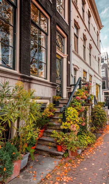 阿姆斯特丹的街景和通用建筑 具有典型的荷兰风格 阿姆斯特丹是欧洲游客最多的旅游胜地之一 — 图库照片