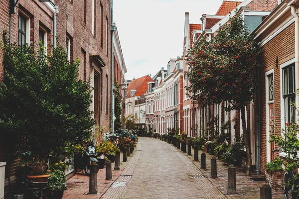 Vista Calle Arquitectura Genérica Haarlem Con Edificios Estilo Holandés Típico — Foto de Stock