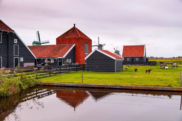 Zaanse Schans Bairro Zaandam Perto Zaandijk Holanda Famoso Por Sua — Fotografia de Stock