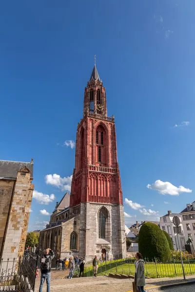 Maastricht Holandia Października 2021 Wapienna Gotycka Wieża Sint Janskerk Maastricht — Zdjęcie stockowe