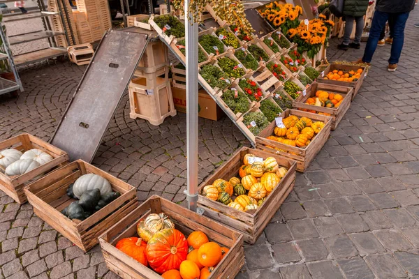 Maastricht Holanda Outubro 2021 Frutas Produtos Hortícolas Vendidos Praça Vrijthof — Fotografia de Stock