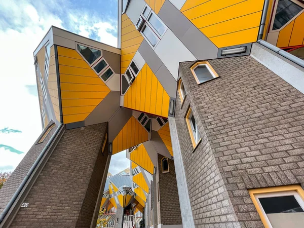 Rotterdam Нідерланди Жовтня 2021 Cube House Kubuswoningen Інноваційний Набір Житлових — стокове фото
