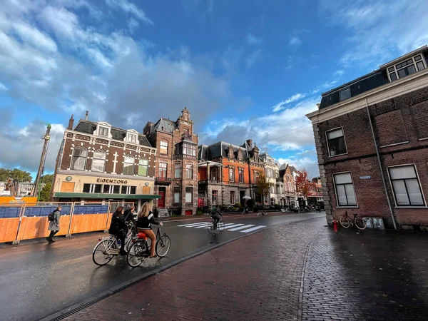 Лейден Нидерланды Октября 2021 Года Street View Genesis Architecture Leiden — стоковое фото