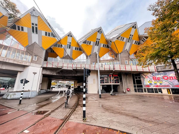 Rotterdam Nederländerna Oktober 2021 Cube Houses Kubuswoningen Nederländska Innovativ Uppsättning — Stockfoto