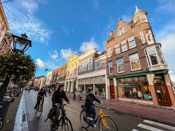 Лейден Нидерланды Октября 2021 Года Street View Genesis Architecture Leiden — стоковое фото