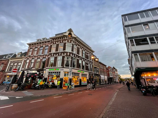 Лейден Нидерланды Октября 2021 Года Street View Genesis Architecture Leiden — стоковое фото