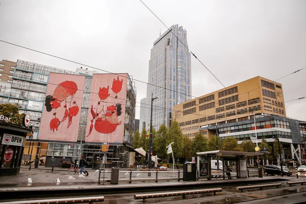 Rotterdam Lokakuuta 2021 Katu Yleinen Arkkitehtuuri Rotterdamin Keskustasta Rotterdam Alankomaiden — kuvapankkivalokuva