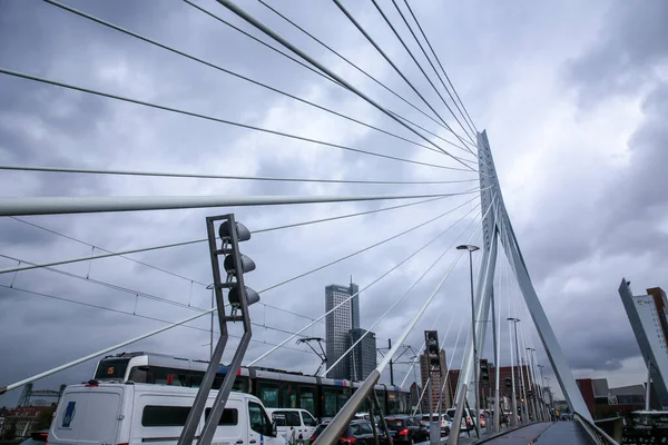 Rotterdam Hollandia 2021 Október Erasmus Híd Maas Vagy Meuse Folyó — Stock Fotó