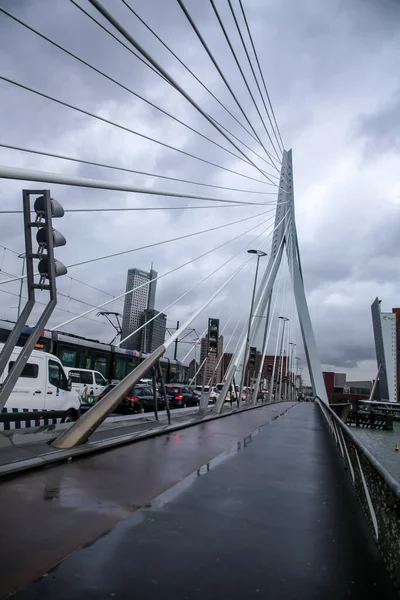 Rotterdam Hollandia 2021 Október Erasmus Híd Maas Vagy Meuse Folyó — Stock Fotó