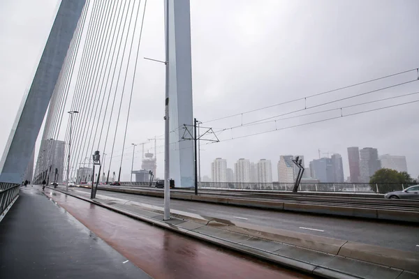 Rotterdam Oktober 2021 Erasmusbrug Maas Maas Rotterdam Tweede Grootste Stad — Stockfoto