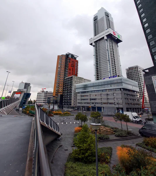 Rotterdam Holandia Października 2021 Widok Kop Van Zuid Dzielnicy Rotterdamu — Zdjęcie stockowe