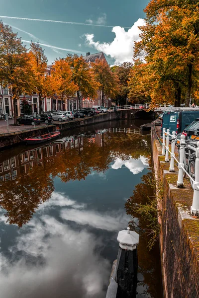 Leiden Oktober 2021 Street View Prachtige Grachten Leiden Een Stad — Stockfoto