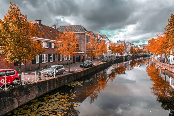 Leiden Oktober 2021 Street View Prachtige Grachten Leiden Een Stad — Stockfoto