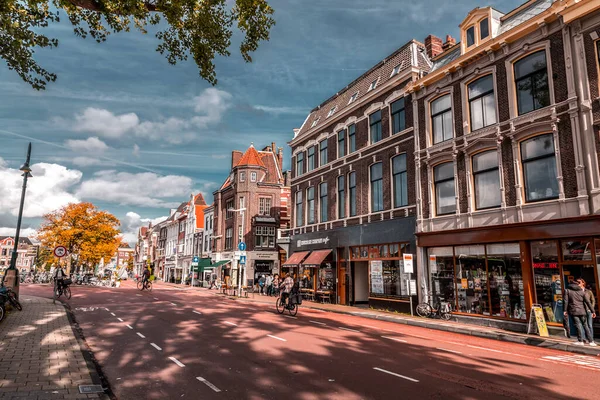 Leiden Holanda Outubro 2021 Vista Rua Arquitetura Genérica Leiden Uma — Fotografia de Stock