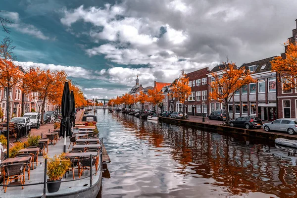 Leiden Oktober 2021 Street View Prachtige Grachten Leiden Een Stad — Stockfoto