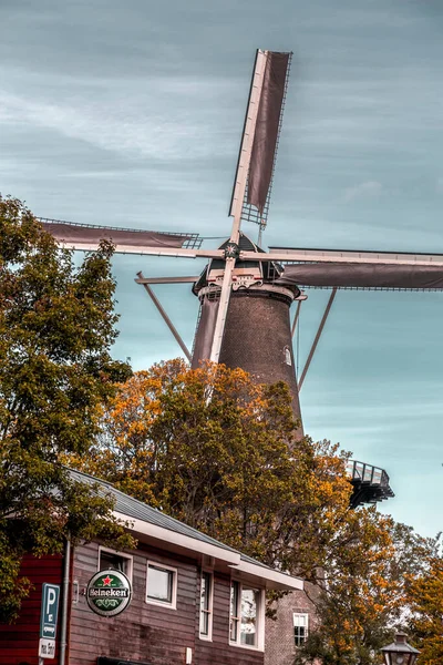 Leiden Oktober 2021 Molen Valk Valk Molenmuseum Een Torenmolen Museum — Stockfoto