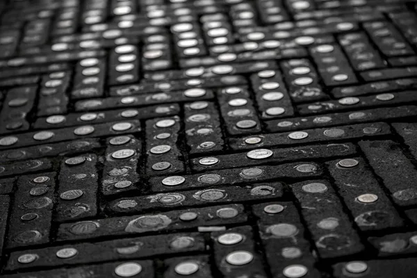 Street Art Pavement Made Coins All World Hague Netherlands — Stock Photo, Image