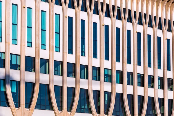Architectural Pattern Detail Building Hague Netherlands Modernist Stripes Glass Facade — Stock Photo, Image