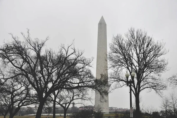 Вашингтон Сша Января 2019 Года Памятник Вашингтону Облачный День Столице — стоковое фото