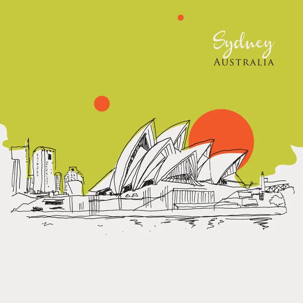 Vector Hand Getekend Schets Illustratie Van Sydney Opera House Australië — Stockvector