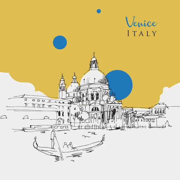 Vector Hand Getekend Schets Illustratie Van Santa Maria Della Salute — Stockvector