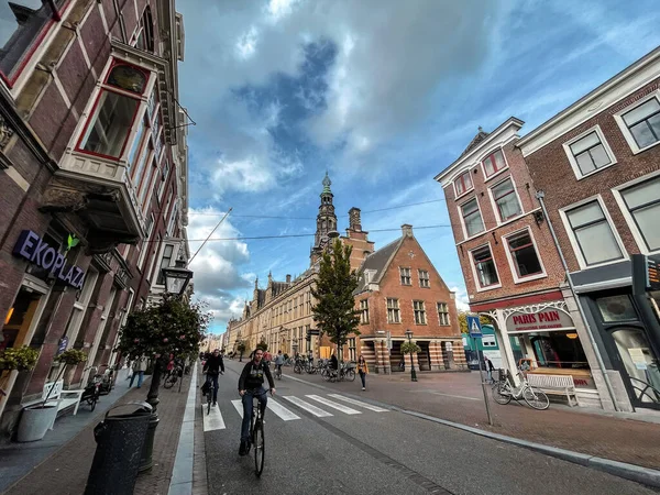 Leiden Ολλανδία Οκτωβρίου 2021 Κτίριο Και Πύργος Του Δημαρχείου Του — Φωτογραφία Αρχείου