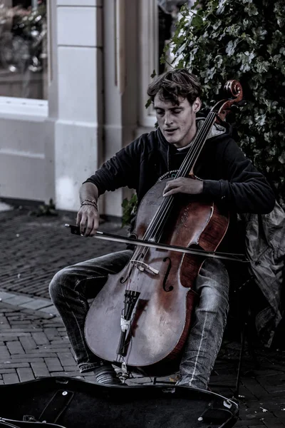 Utrecht Oct 2021 Hollanda Nın Utrecht Şehrinde Iki Sokak Müzisyeni — Stok fotoğraf