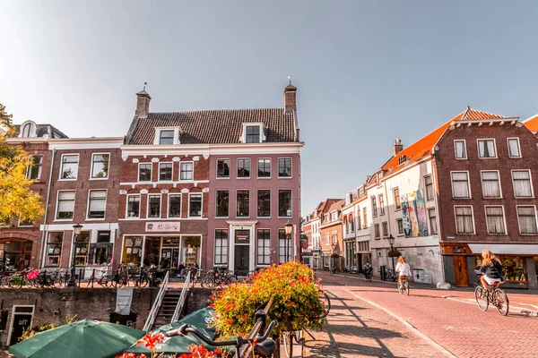 Utrecht Ottobre 2021 Vista Sulla Strada Edifici Tradizionali Olandesi Nel — Foto Stock