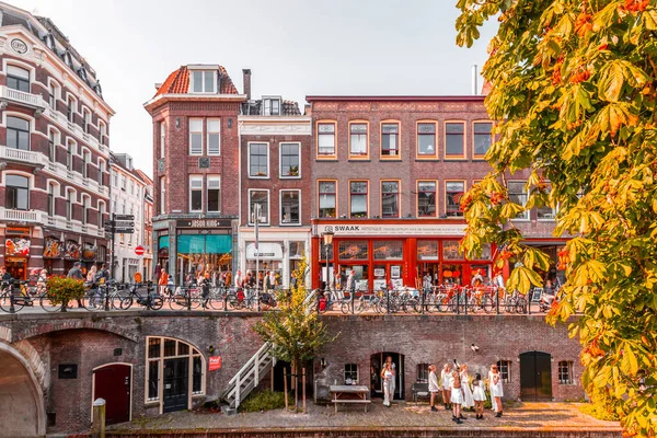 Utrecht Oct 2021 Traditional Dutch Building Street View Beautiful Canres — 스톡 사진