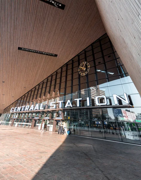 Роттердам Нідерланди Жовтня 2021 Зовнішня Панорама Центрального Вокзалу Роттердама Головного — стокове фото