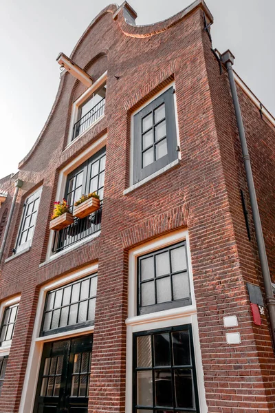 Widok Ulicę Tradycyjne Holenderskie Budynki Historycznym Centrum Miasta Utrecht Stolica — Zdjęcie stockowe