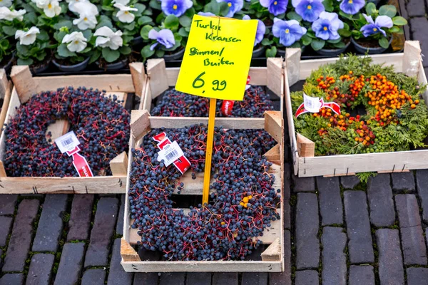 Utrecht Oct 2021 Mercado Semanal Flores Janskerkhof Janskerkhof Bloenmarkt Utrecht —  Fotos de Stock