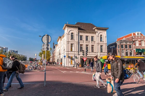 Утрехт Нидерланды Oct 2021 Вид Улицу Традиционные Голландские Здания Историческом — стоковое фото