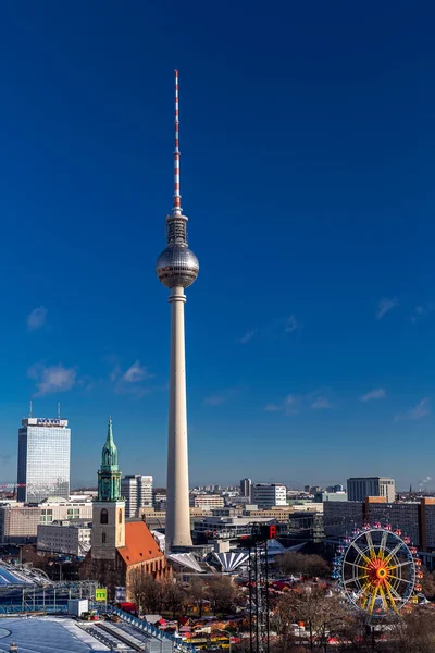 Berlin Germany December 2021 Berlin Television Tower Berliner Fernsehturm Night — Stock Photo, Image