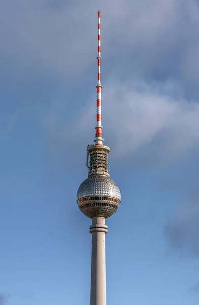 Wieża Telewizyjna Berlin Lub Berliner Fernsehturm Nocy Kultowa Konstrukcja Wysokości — Zdjęcie stockowe