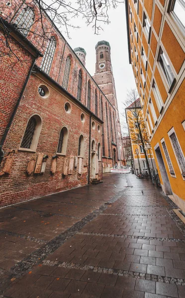 Exterior View Frauenkirche Cathedral Our Lady Munich Bavaria Germany Structure — Fotografia de Stock