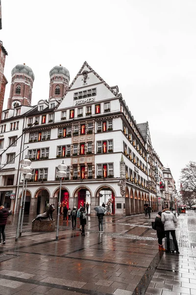 Munich Germany Dec 2021 View Kaufinger Street Kaufingerstrasse Pedestrian Shopping — Stock Photo, Image