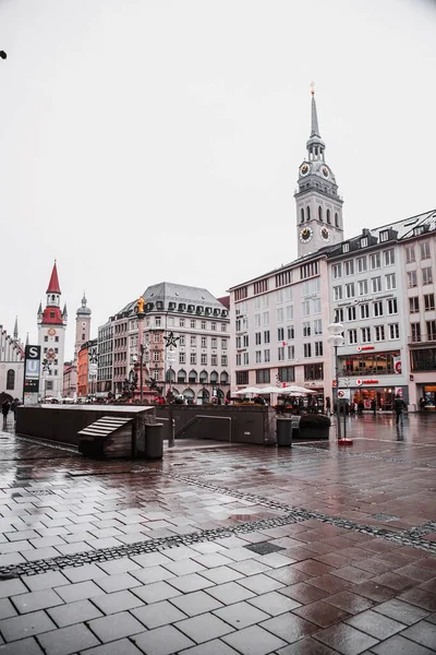 Munich Germany Dec 2021 Buildngs Marienplatz One Most Vibrant Squares — Fotografia de Stock