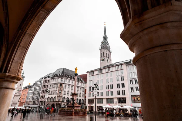 Munich Germany Dec 2021 Buildngs Marienplatz One Most Vibrant Squares — стоковое фото