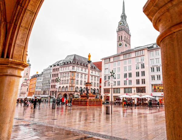 Munich Germany Dec 2021 Buildngs Marienplatz One Most Vibrant Squares — Photo